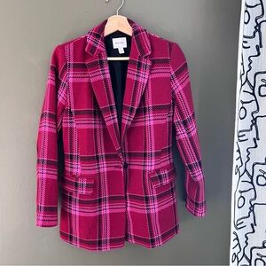 NINE WEST PLAID PINK BLAZER JACKET